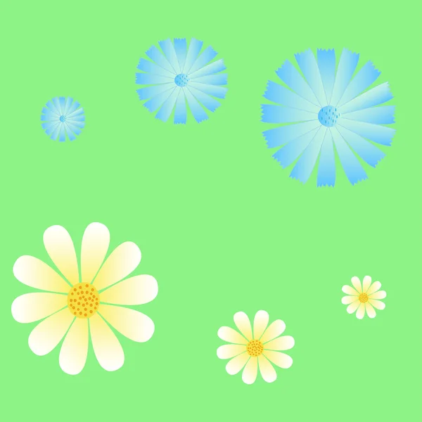 Sin costuras de margaritas y flores azules de la achicoria — Vector de stock