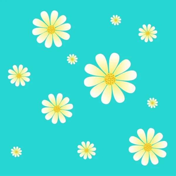 Seamless daisies on a blue background — Stock Vector