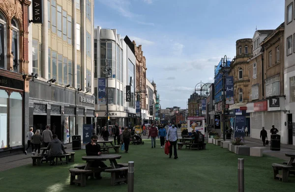 Leeds West Yorkshire Großbritannien September 2020 Fußgängerzone Briggate Leeds Mit — Stockfoto