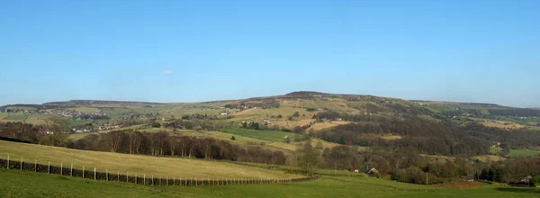 Panoramatický Výhled Kalší Údolí Západním Yorkshiru Vesnicí Midgley Dod Naze — Stock fotografie