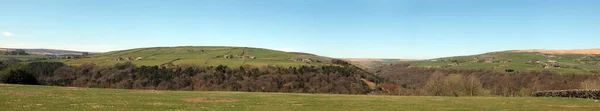 Ampla Vista Panorâmica Vale Acima Crags Hardcastle Calderdale Oeste Yorkshire — Fotografia de Stock