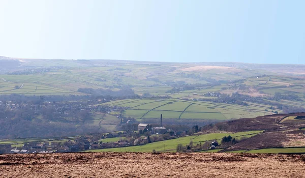 Calderdale Batı Yorkshire Daki Eski Kasaba Heptonstall Manzaralı Bir Manzarası — Stok fotoğraf