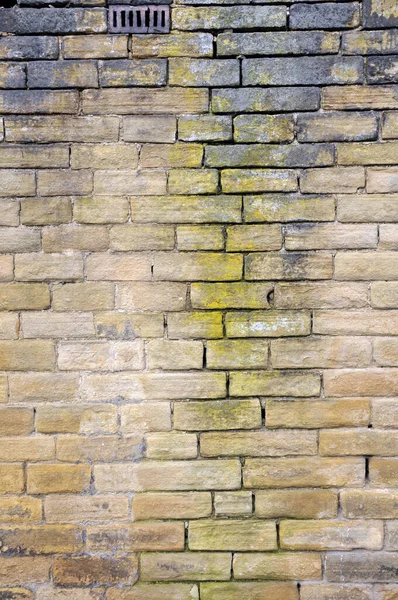 Old Damp Stained Exterior Wall Made Brown Sandstone Blocks — Stock Photo, Image