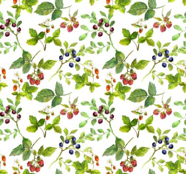 Yaz çayır çilek ile bitkisel desen yinelenen arka plan-