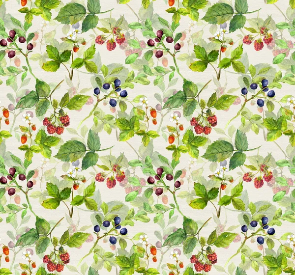 Yinelenen desen çilek ile. Suluboya