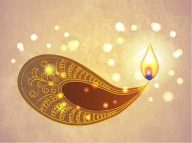 Diwali lamba alev ve ışıklar. Hint takı, vektör