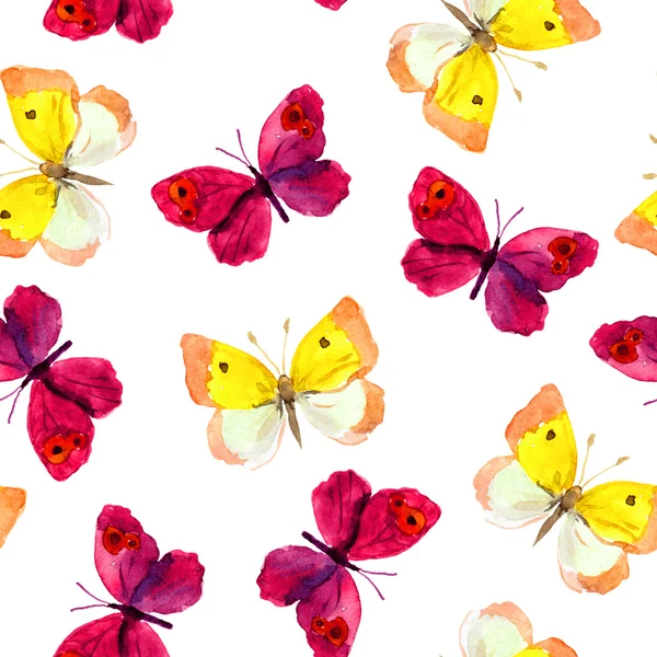 Modello senza cuciture con disegno decorativo dipinto a mano - farfalla colorata — Foto Stock