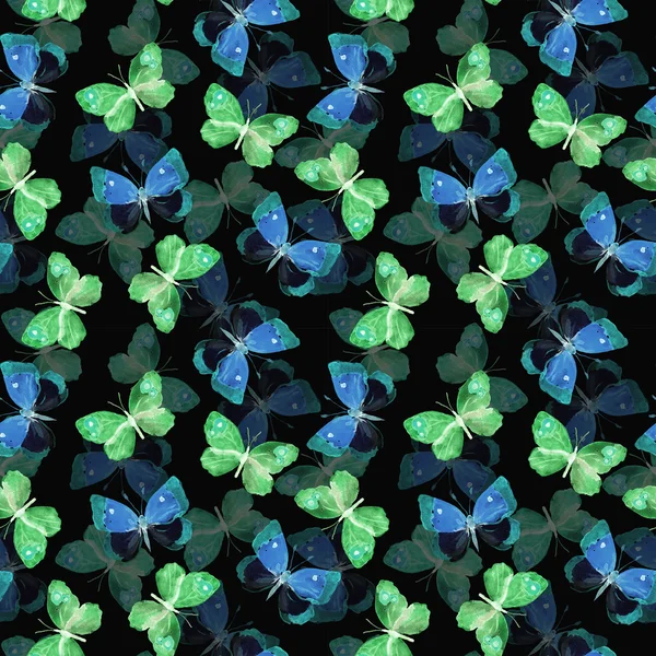 Seamless repeated contrast pattern with transparent shine night butterflie — Stock Photo, Image