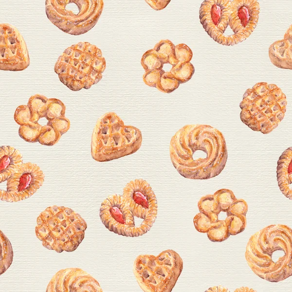 Papel pintado de galletas sin costuras. Diseño de alimentos para hornear aislado — Foto de Stock