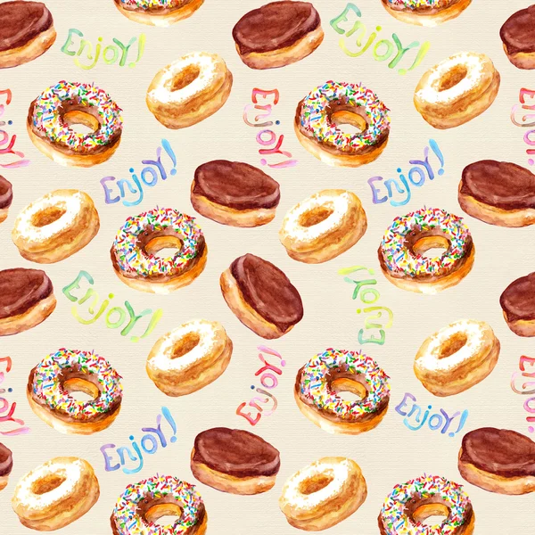 Бесшовный рисунок с пончиками на холсте — стоковое фото