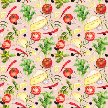 Desen, sorunsuz gıda arka plan yemek. Suluboya