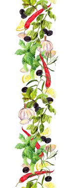 Baharat ve otlar, sorunsuz desen pişirme imkanı. Suluboya