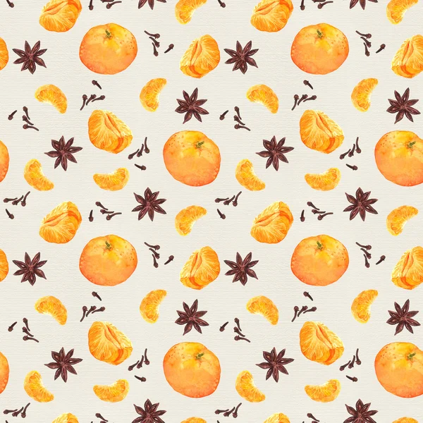 Varrat nélküli mintát, a mandarin és a papír textúrája fűszerek — Stock Fotó
