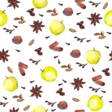 Kış baharat ve elma ile pişirme desen yinelenen