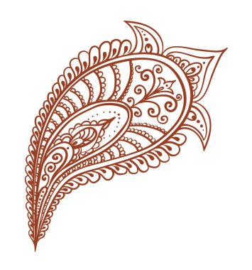 Süslü tüy - dekoratif Hint kına tasarım. Mehdi etnik vektör