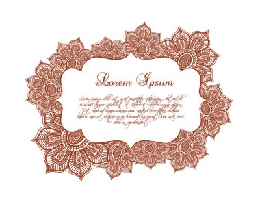 Dekoratif çiçek sınır - dantel çerçeve çiçek, Doğu süsleme. Vektör