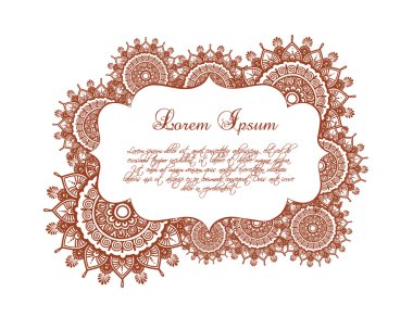 Oryantal çerçeve - Doğu süsleme ile Dekoratif kenarlık. Vektör süs etiketi