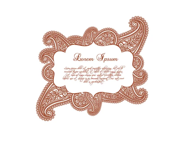 Paisley border - oriental frame with eastern ornament. Vector lable — Stock Vector