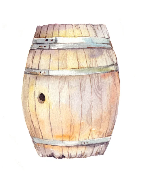 Dřevěný Sud. Akvarel — Stock fotografie