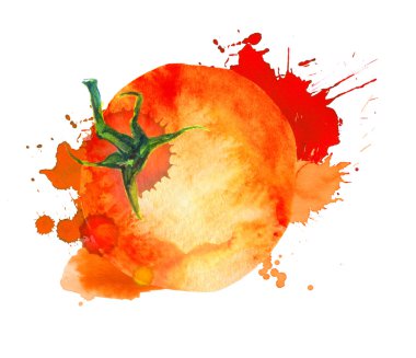 Sıçrama ile domates. Suluboya ketçap, sos, suyu için