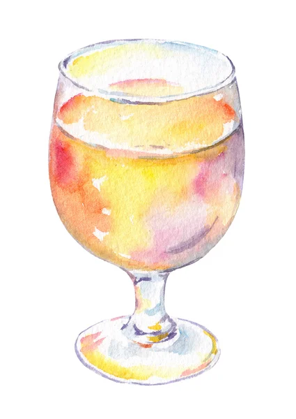 Ποτήρι κρασιού με λευκή ή ροζ αμπέλου. Ακουαρέλα — Φωτογραφία Αρχείου