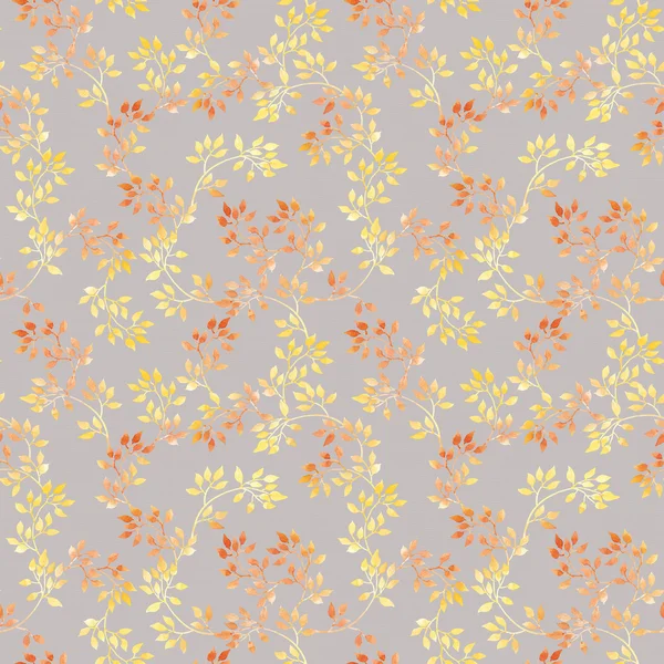 Yellow cute leaves. Retro watercolor autumn seamless pattern. Vintage design — 图库照片