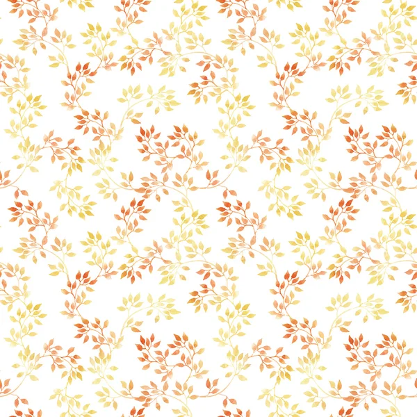 Yellow leaves. Watercolor autumn seamless pattern, cute design — Stock Photo, Image