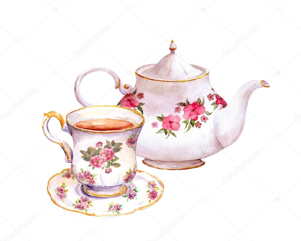 Tea Cup And Teapot With Flowers Watercolor Stock Photo By zzzorikk tea-cup-and-teapot-with-flowers-watercolor-stock-photo-by-zzzorikk
