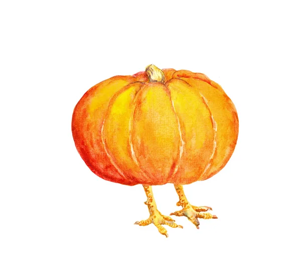 Calabaza como pavo de acción de gracias. Acuarela — Foto de Stock