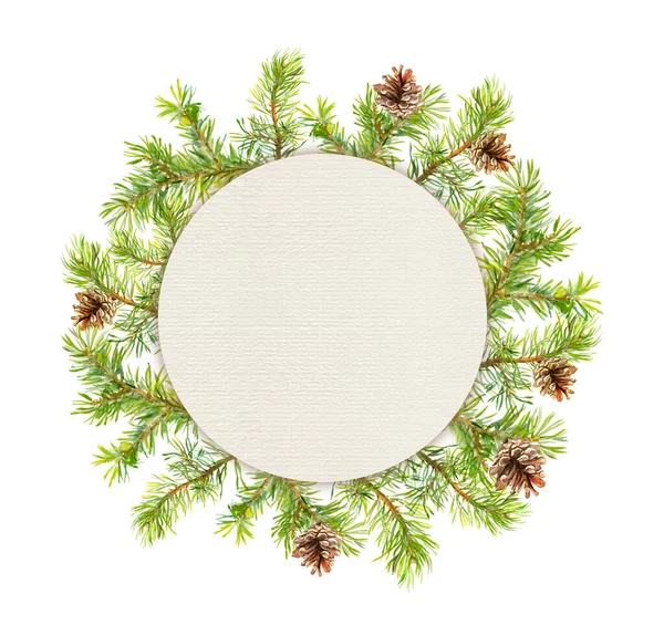 Spruce wreath - fir tree. Watercolor Christmas illustration — Stock Photo, Image