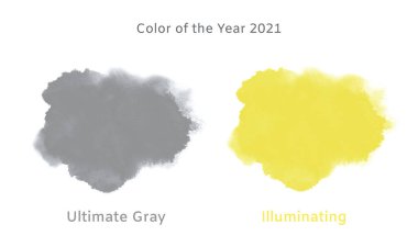 2021 'in Renkleri - Nihai Gri, Aydınlatıcı. Mürekkep, suluboya lekeleri. Islak kenarlar, boya lekeleri. Soyut arkaplan, boya lekeli arka plan lekesi.