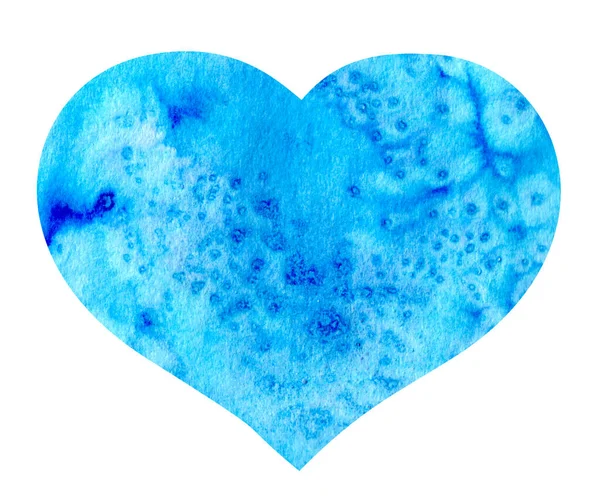 Světle modrá voda barva srdce s akvarelem textury — Stock fotografie