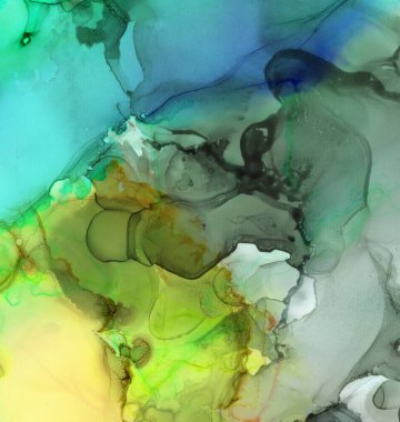 Alkollü mürekkep arkaplanı, suluboya sanatsal lekeler. Sıvı akışı olan bir leke. Soyut sıvı yıkama çizimi, mermer dokusu