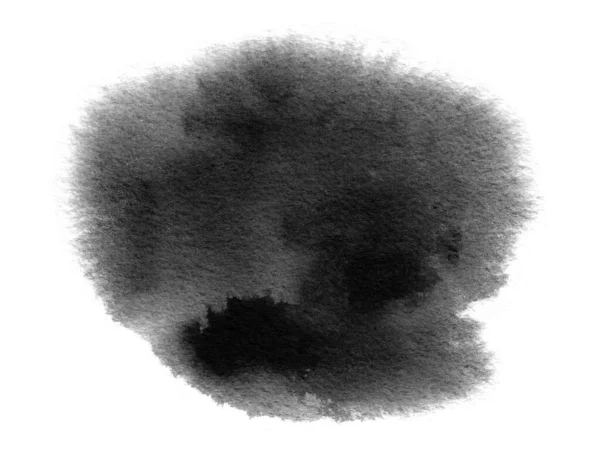 Czarna plama akwarelowa tło z rozmazem farby akwarelowej, pociągnięcia pędzla — Zdjęcie stockowe