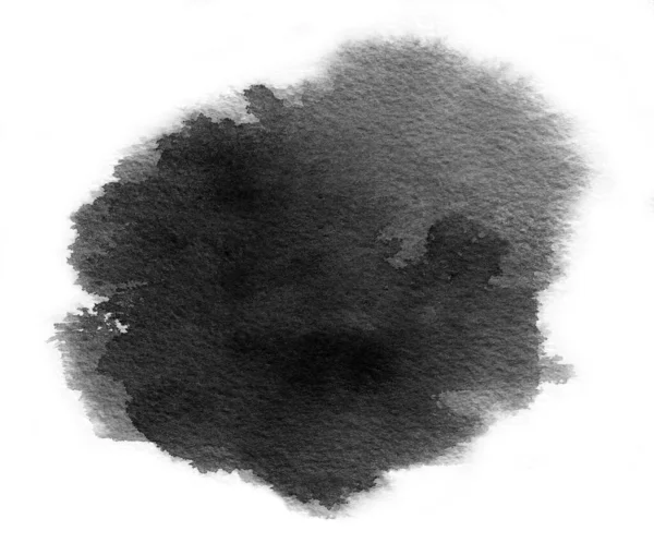 Mancha de acuarela negra con salpicadura de pintura aquarelle, pincelada. Fondo para el diseño de Halloween — Foto de Stock