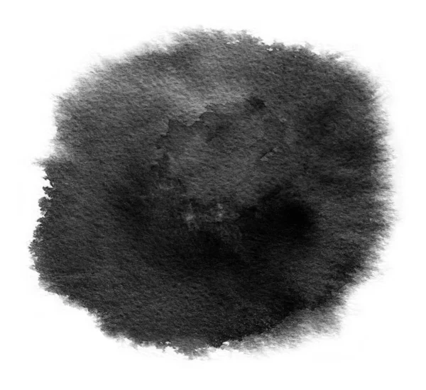 Black watercolor stain with watercolour paint blotch, brush stroke. Black background for Halloween — Stock Photo, Image