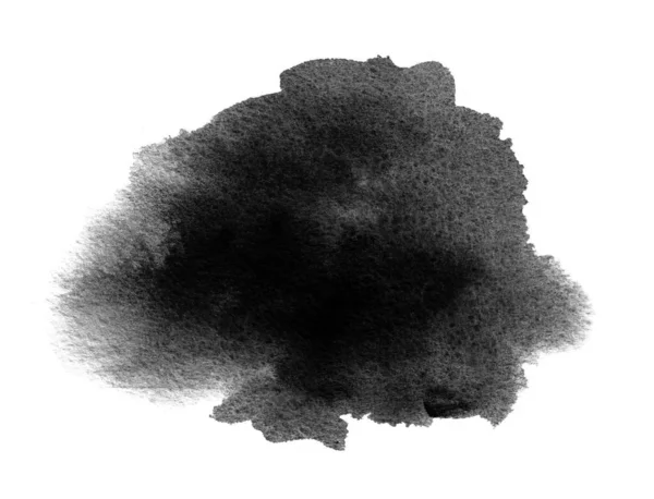 Чорна акварельна пляма з акварельною фарбою пляма, сплеск, штрих пензлем — стокове фото