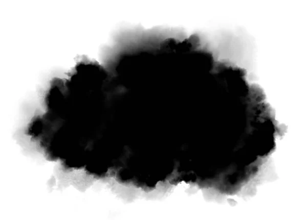 Zwarte inkt achtergrond met aquarelverf vlek, natte randen. Met de hand geschilderde donkere plons — Stockfoto