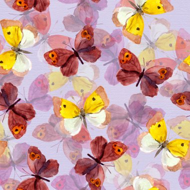 Trendy dekoratif kelebekler ile sorunsuz güzel tekrarlanan renk örneği
