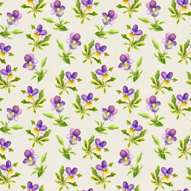 Retro kağıt doku Menekşe viola çiçekler kadınsı sorunsuz şablonuyla Vintage