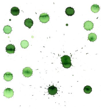 Yeşil mürekkep damlacıkları