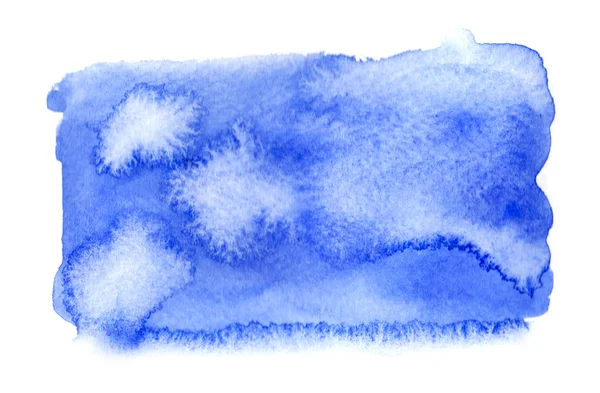 Яркое синее акварельное пятно с брызгами акварельной краски — стоковое фото