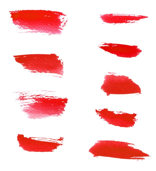 Red brush strokes set — Stock Photo, Image