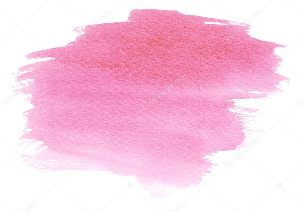 Pink watercolor stain with blotch and brush strokes