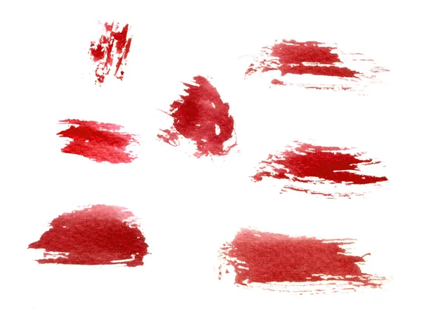 Red brush stroke set. Watercolor — Stock Photo, Image