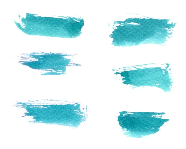 Cyan brush strokes set. Watercolour — Stock Photo, Image