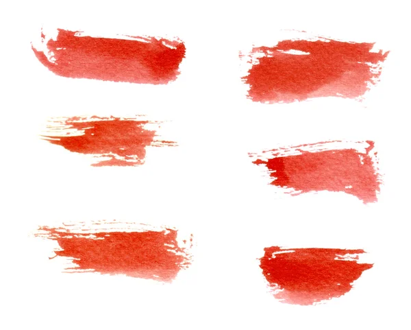 Red brush strokes set. Watercolor — Stock Photo, Image