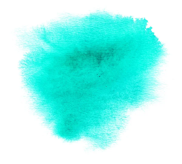 Cyan watercolor or ink stain with paint blotch — Stock Photo, Image