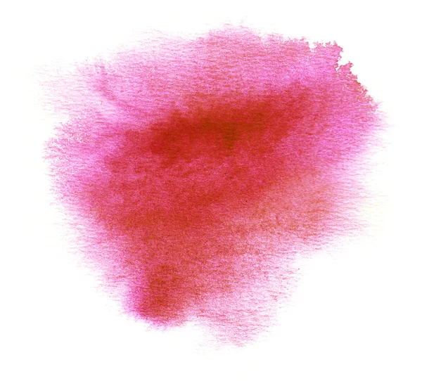 Red watercolor stain with blotch and brush strokes — Stock Photo, Image