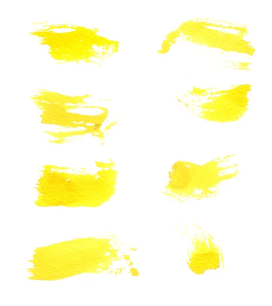 Yellow brush strokes set — Stock Photo, Image